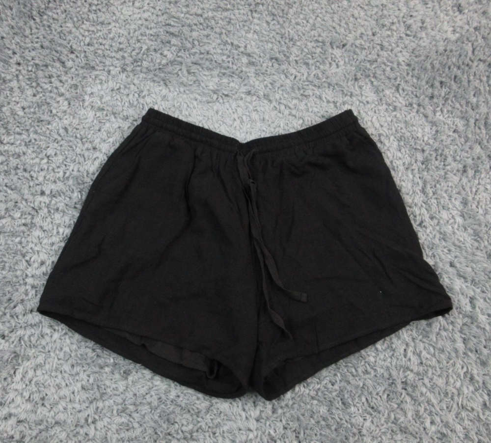 Doe & Rae Shorts Womens Large Black Rayon Linen Blend Elastic Waist 29x3* NWT